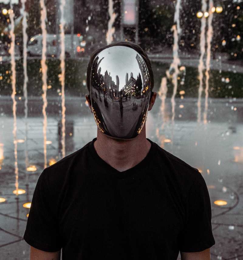Mirrored Person standing outside